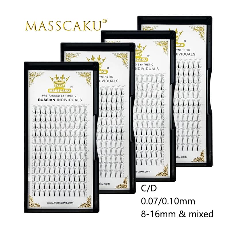 Wholesale 12 lines 3D 4D 5D 6D prefabricated fan volume Russian mega lashes 8-15mm and length mix extensions lashes fake premium mink