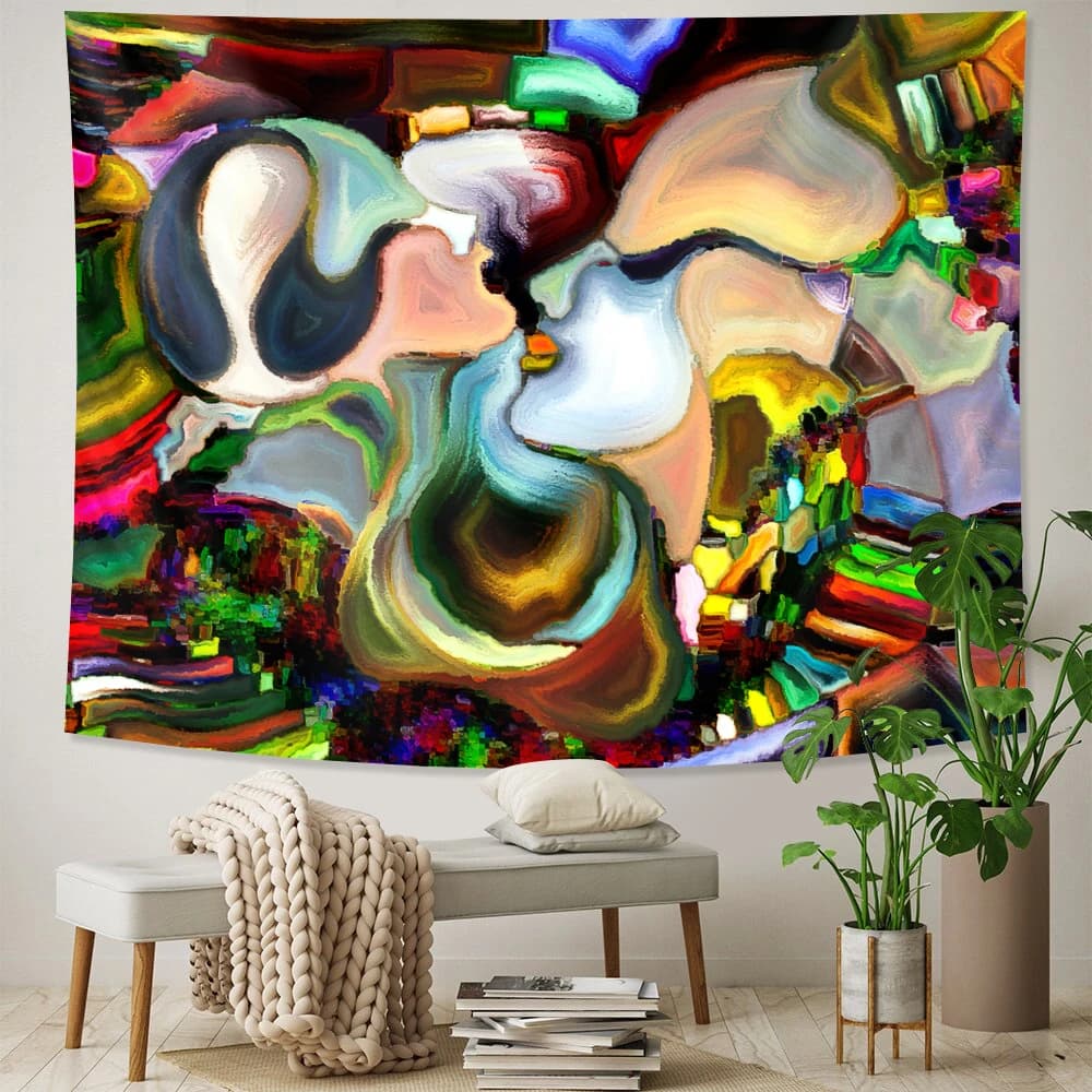 Abstract watercolor painting scene psychedelic artistic decoration for home Datura arazzo Hippie Bohemian decorative sheet yoga mat