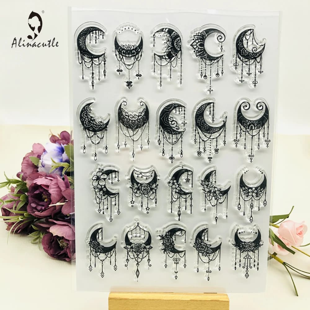 Alinacutle CLEAR STAMPS Dreamcatcher Moon Scrapbooking Card Album Paper Craft Rubber Roller Transparent Silicon Clear Stamp