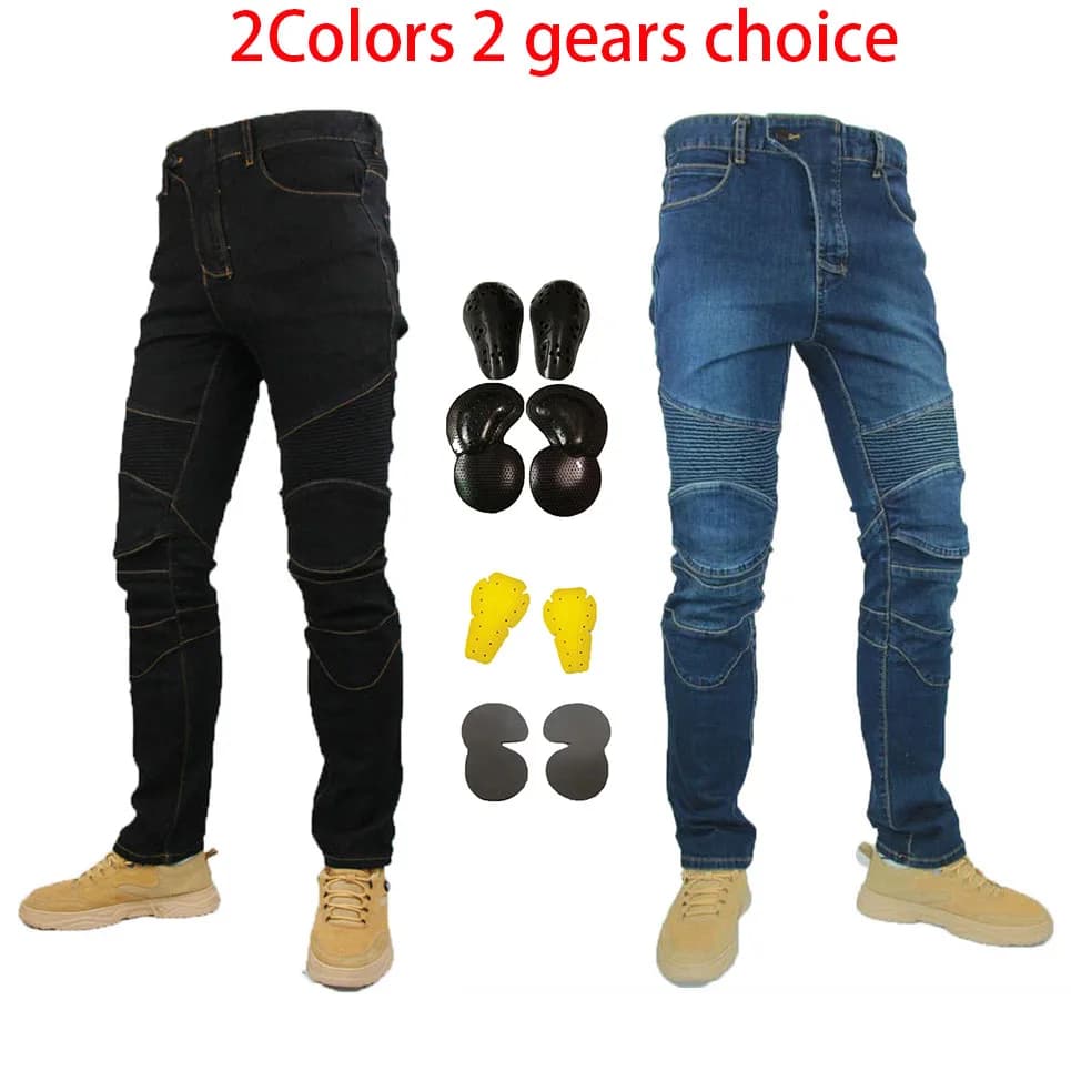 Nuovissimi pantaloni da Motocross per il tempo libero in moto a 4 stagioni Jeans da equitazione all'aperto con equipaggiamento protettivo oscuro ginocchiere per l'anca