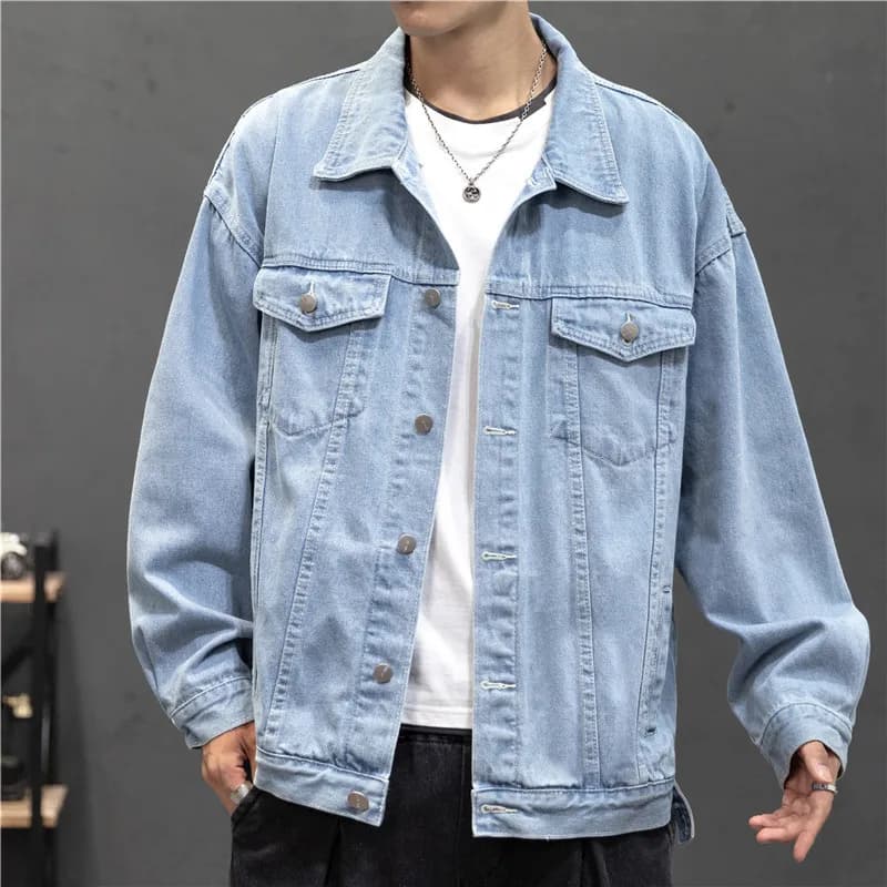 New Denim Jacket uomo Vintage Jean cappotti Streetwear Fashion Jean Jacket uomo Turn Down Collar Denim capispalla Bomber in cotone