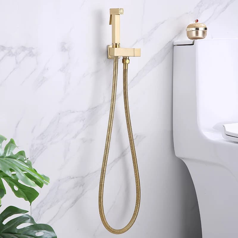 WC fresco a parete bidet rubinetto spruzzatore set doccia bidet portatile in rame con kit tubo flessibile cromo lucido spazzolato oro nero