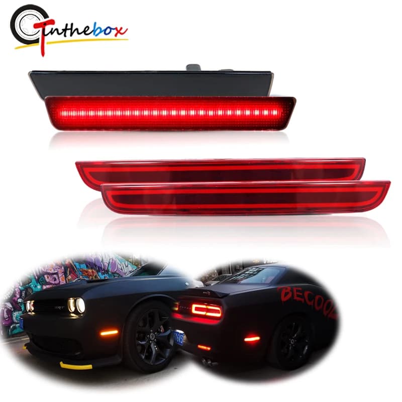 Luci di posizione laterali anteriori/posteriori per auto e luci di stop posteriori del riflettore del paraurti posteriore, fendinebbia posteriore per Dodge Challenger dal 2015 in poi