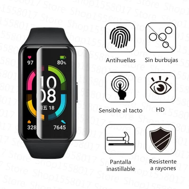 Pellicola protettiva trasparente in TPU da 2 pezzi per Huawei Honor Band 6 Smartwatch Copertura completa ultrasottile per Huawei Band 6 Protezione schermo HD