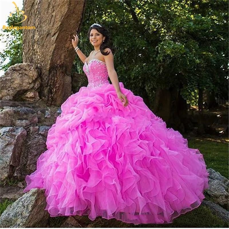 Bealegantom Stock Sexy Sweetheart Quinceanera abiti abiti da ballo con perline cristalli allacciati dolce 16 abiti 15 anni abito da ballo