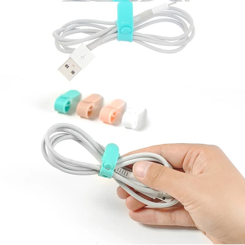 20 pezzi cinghie in silicone organizzatore avvolgitore cuffie nastro morbido cavo USB fascetta utensile organizzare supporto di archiviazione clip per auricolari