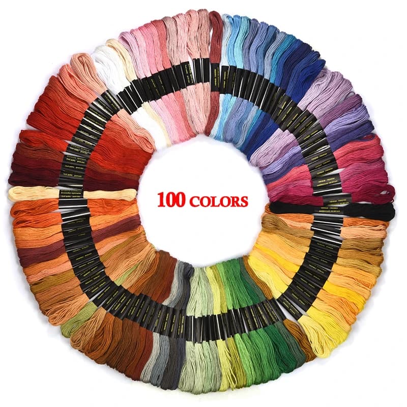 Fili multicolori punto croce cotone cucito matasse filo da ricamo filo interdentale Kit matassa strumento di cucito fai da te 24/36/50/100 pezzi