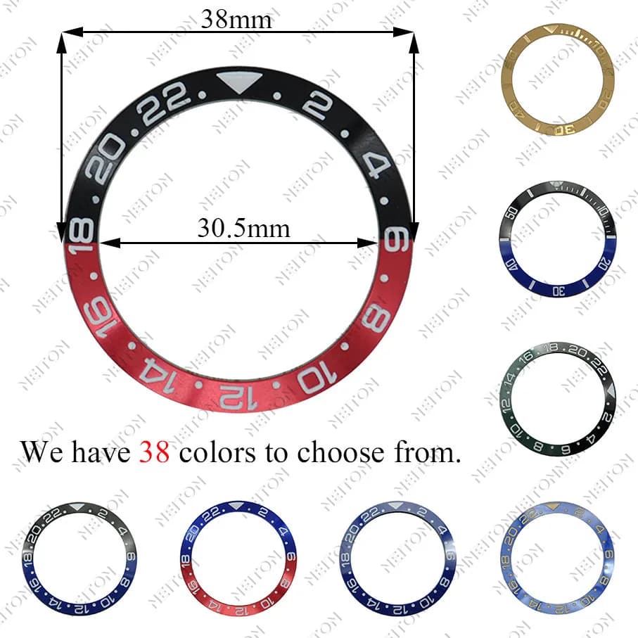 NEITON 38mm GMT ceramic bezel and underwater watch insert for 40mm men's watch replacement dial accessories