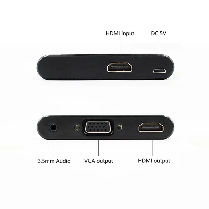 HDMI compatible Splitter to VGAHDMI with 3.5 mm audio converter Dual display support for VGA HDTV adapter for projector