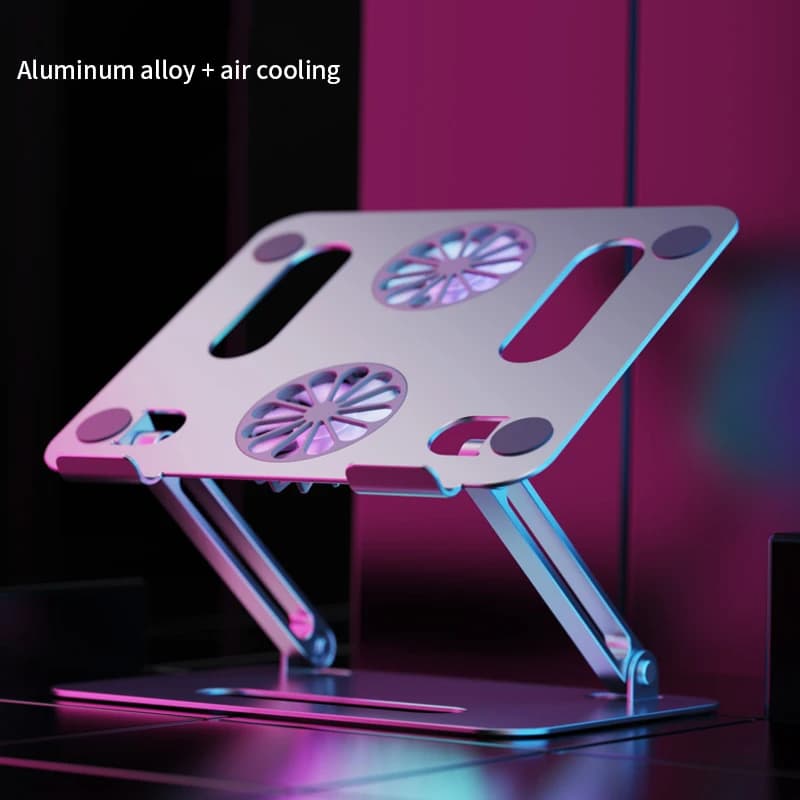 Tavolo pieghevole supporto per Laptop supporto doppia ventola di raffreddamento supporto Base regolabile in alluminio Notebook Macbook Pro supporto da tavolo per Computer