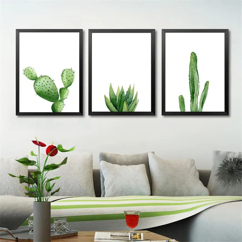 cactus green canvas painting Wall art plant Image Room Art poster Decoration Painting Frameless botanical mural print