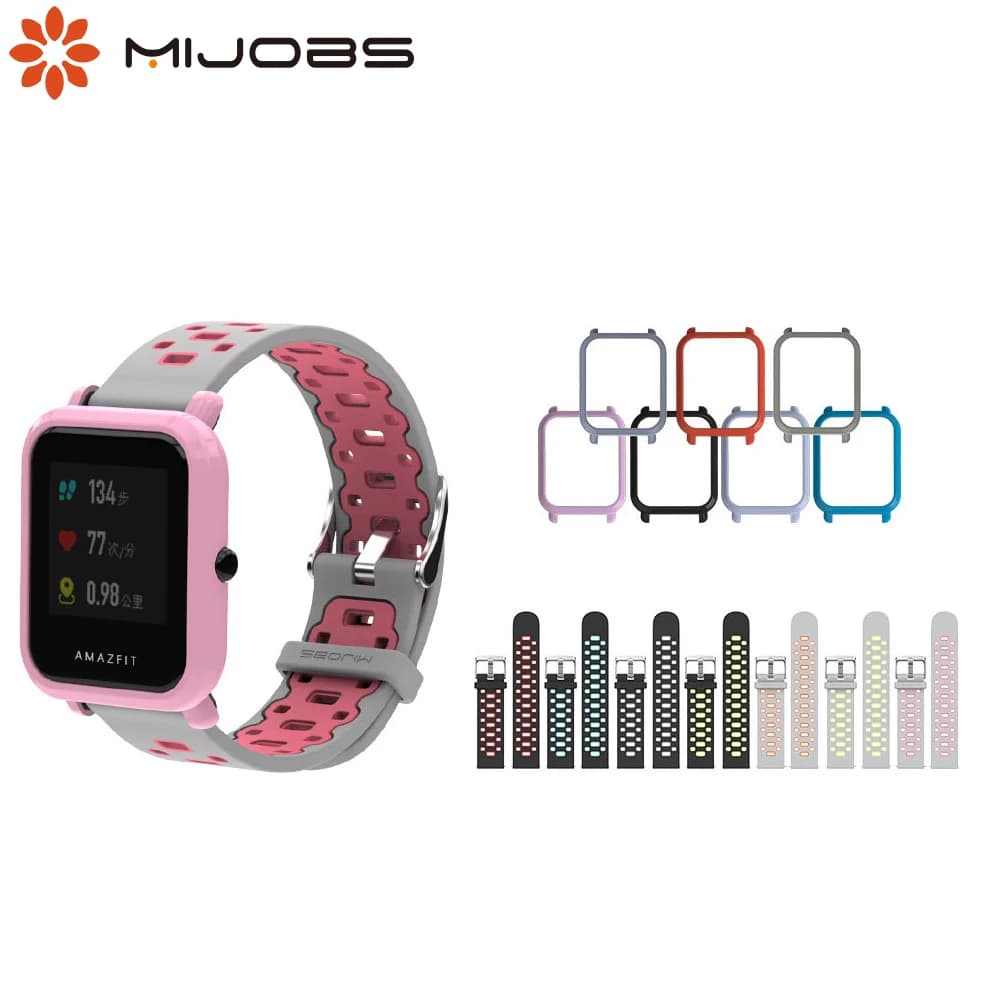 20 millimetri Amazfit Bip Cinghia Del Braccialetto Del Silicone di Caso Della Copertura del PC Borsette Del Respingente per Xiaomi Huami Amazfit Bip BIT RITMO Lite astuto della vigilanza