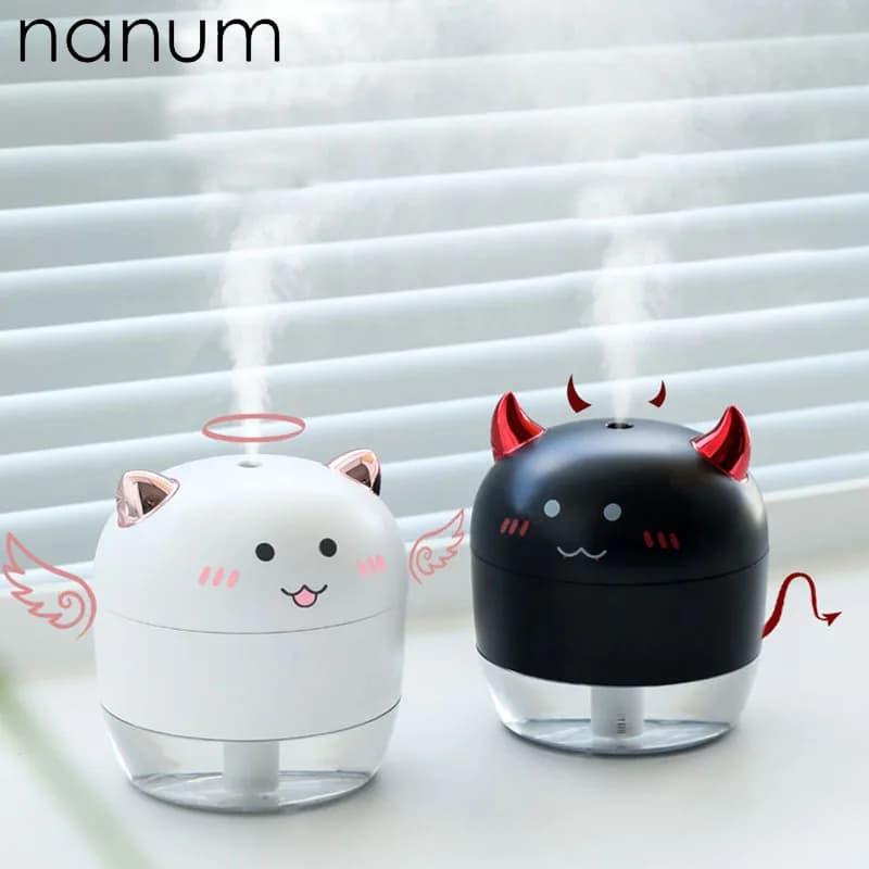 New Devil Angel Humidifier Mini Humidifier Ultrasound Humidifiers Conducted Night Light Aroma Essential Oil Diffuser USB Fogger Auto Air Refreshing Drink