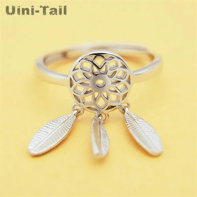 Uini-Tail hot new 925 sterling silver simple creative dream catcher open ring fashion trend personality tassel classic jewelry