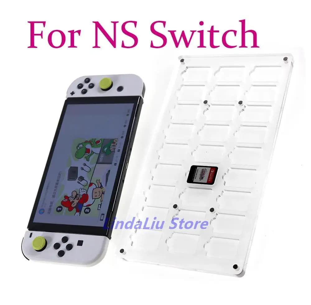 1pc Custodia per carte da gioco trasparente in acrilico per NS Switch/Switch Lite/Switch Oled Custodia rigida magnetica Slot per carte da gioco Display Stand