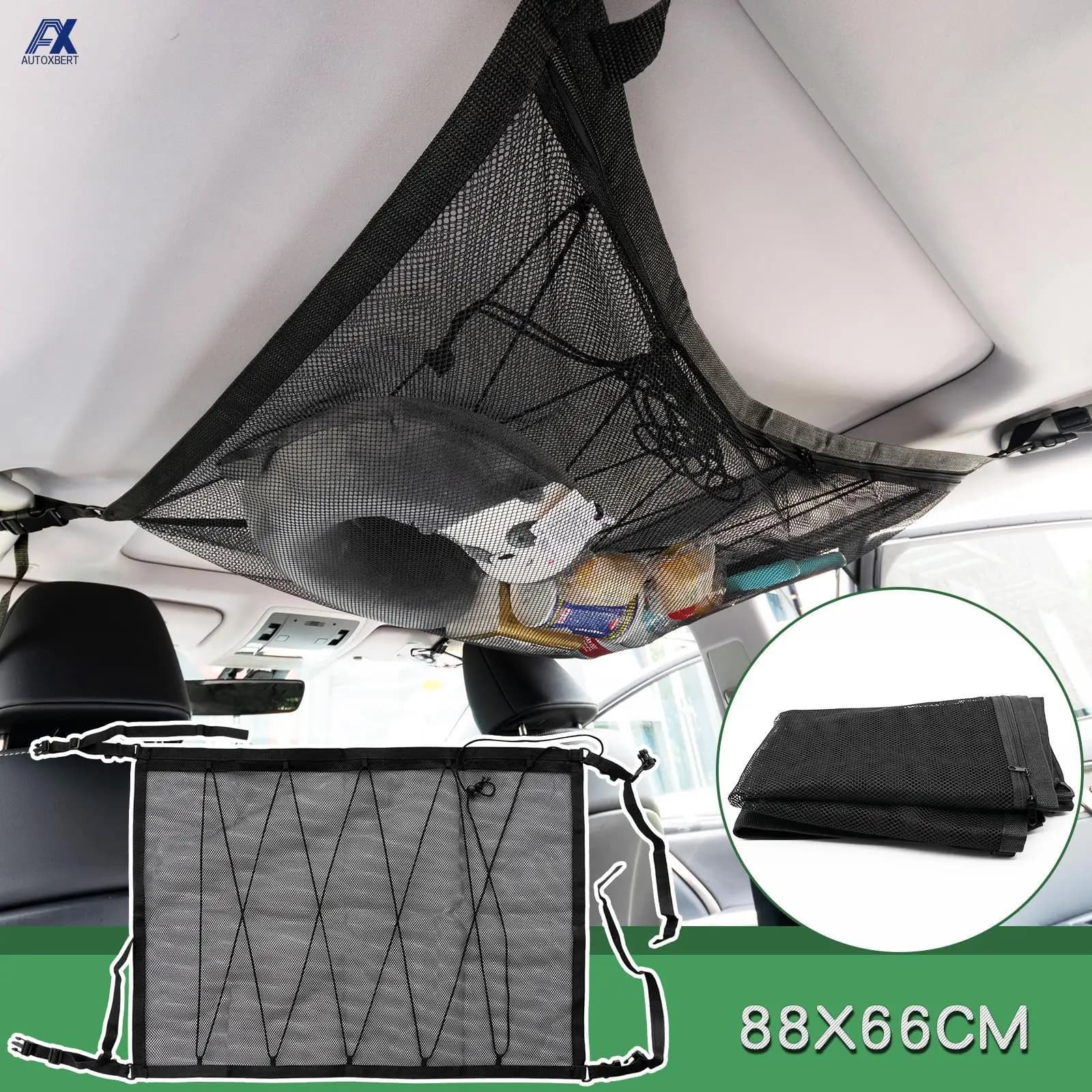 88X66CM Car Cargo Net Mesh Organizer soffitto bagagli tasca interna del tetto Bag regolabile traspirante stivaggio riordino Pouch Net