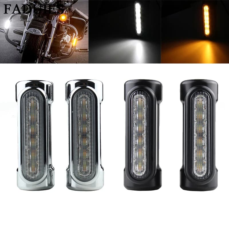 Barre di protezione per moto LED Barra autostradale Switchback Luce di guida/luce di segnalazione per Harley bike Touring Victory Nero/Cromo