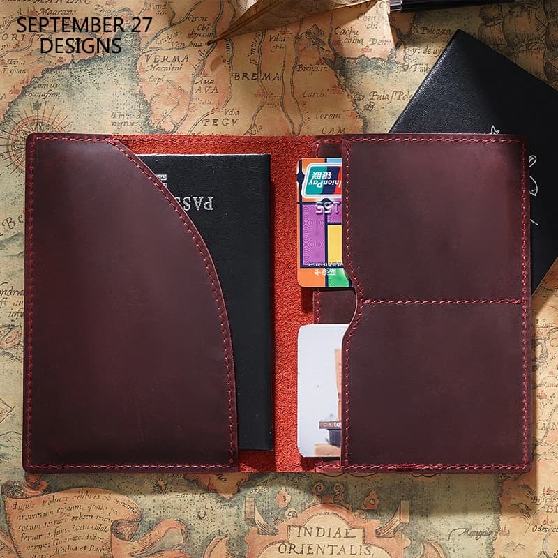Men Passport Case Crazy Horse Leather High Quality 100% Cowskin Women Passport Cover Business Travel Passport Credit Card Wallet