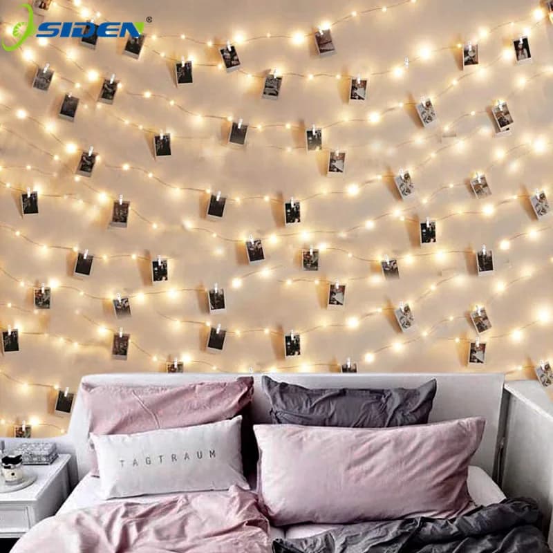 Luci a stringa a LED 5M/10M Clip per foto Lucine per esterni a batteria Ghirlanda Decorazione natalizia Festa Matrimonio Natale