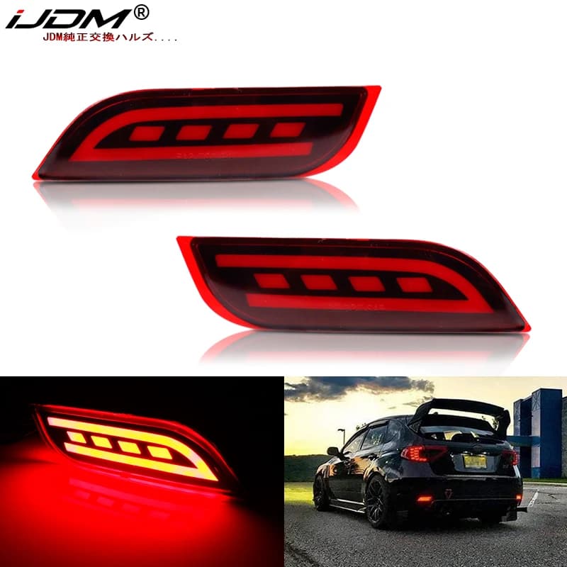 Luci riflettenti per paraurti a LED iJDM per Subaru Impreza WRX o WRX STi XV Crosstrek Funzione come coda, lampade freno e fendinebbia posteriori