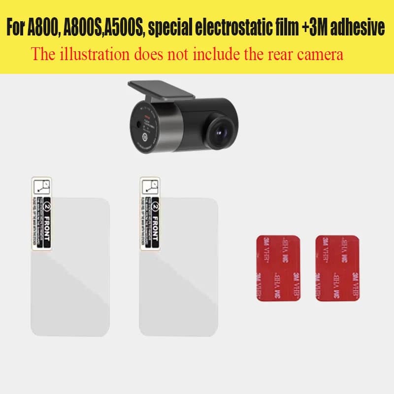 For 70mai A500S A800S 4K Dash Cam Special rear camera electrostatic film + 3M adhesive 2 pieces + auxiliary tools