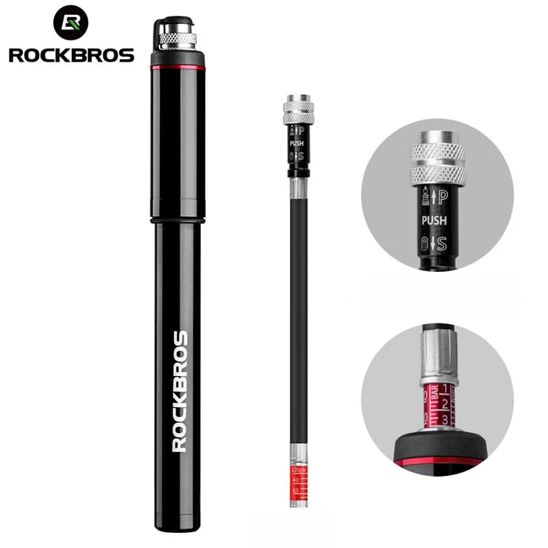 ROCKBROS pompa per bicicletta da bici in lega di alluminio 150PSI/260PSI Mini pompa ad aria ad alta pressione per bici gonfiatore per pneumatici MTB