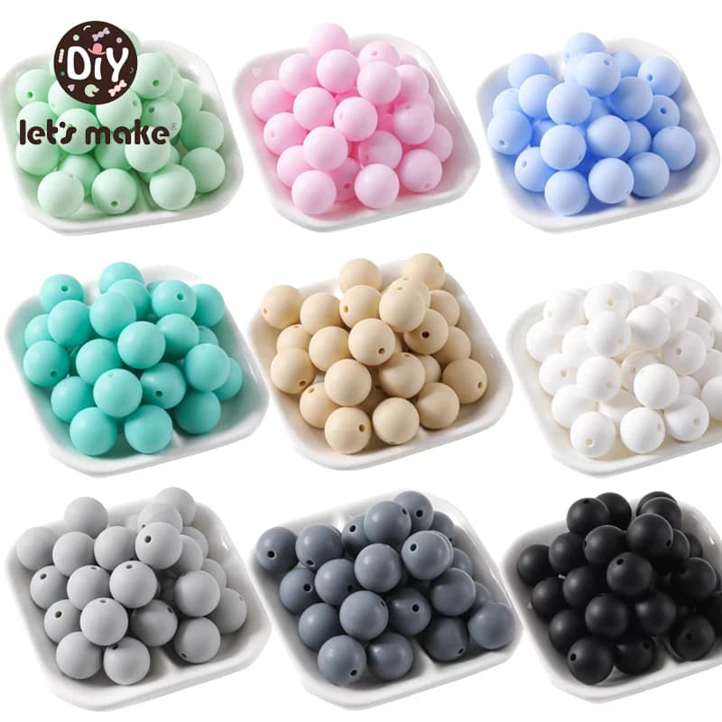 Facciamo 100 pz Perle perline in Silicone 15mm perline rotonde massaggiagengive perline per uso alimentare fai da te BPA perline libere 15mm perline in Silicone