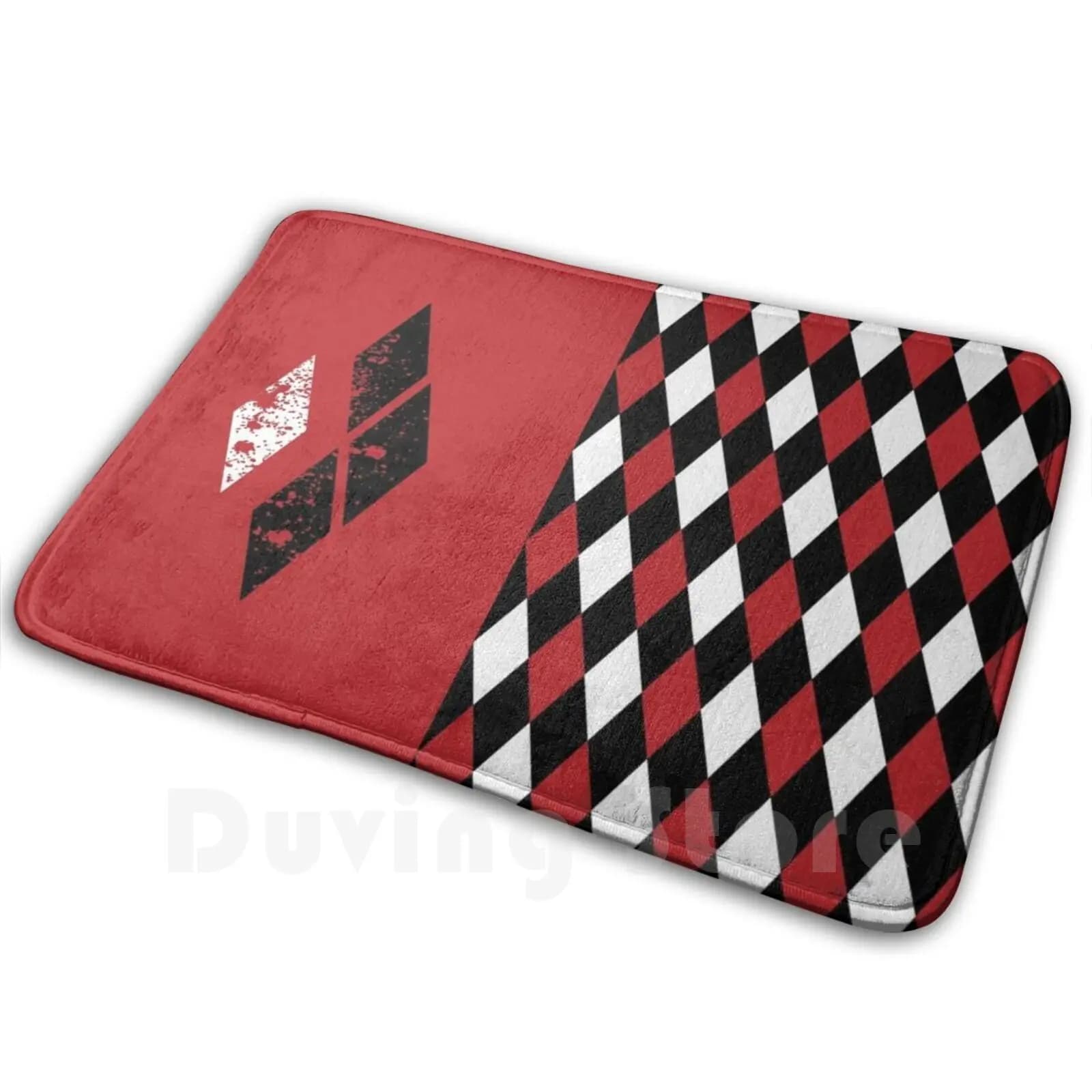 Quinn Diamonds Tappeto Tappetino Tappeto Cuscino Morbido Quinn Diamanti Rosso Bianco Nero