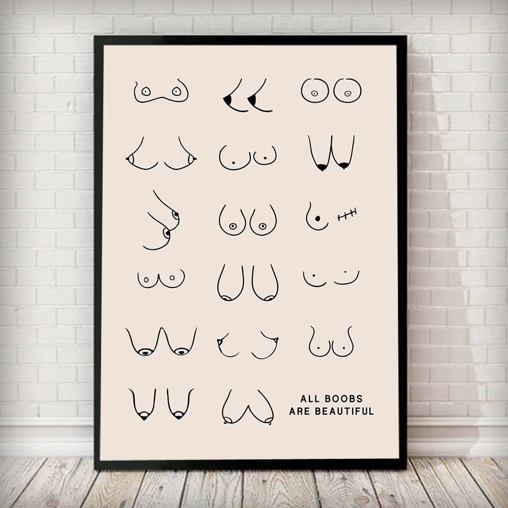 Divertente cartello da bagno Stampe su tela e poster Simpatico petto sexy Collage Bagno da uomo Pittura artistica Murale Toilette Decorazione WC