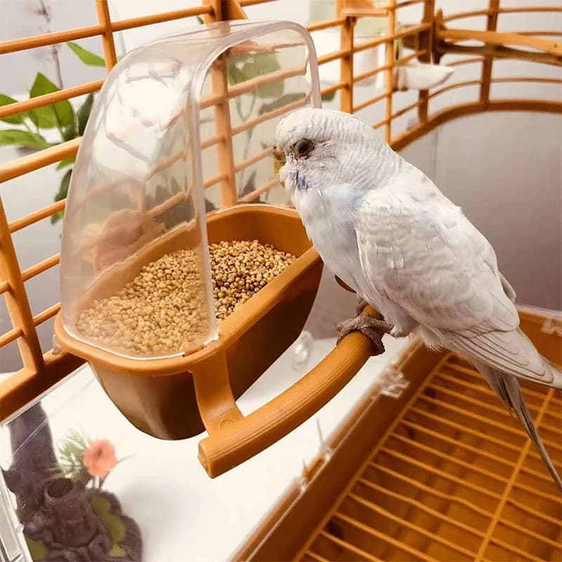 Mangiatoia per gabbie per uccelli Pappagallo Uccelli Ciotola per appendere l'acqua Scatola per mangiatoia per parrocchetti Gabbia per animali Contenitore per alimenti in plastica Forniture per uccelli 1 pz