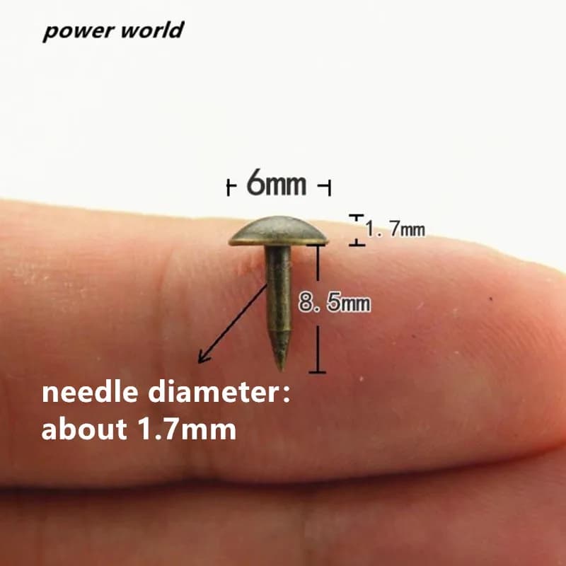 100pcs 6mm testa rotonda mobili per unghie divano decorativo chiodo bordo chiodo puntina bronzo porta chiodi elementi di fissaggio Hardware