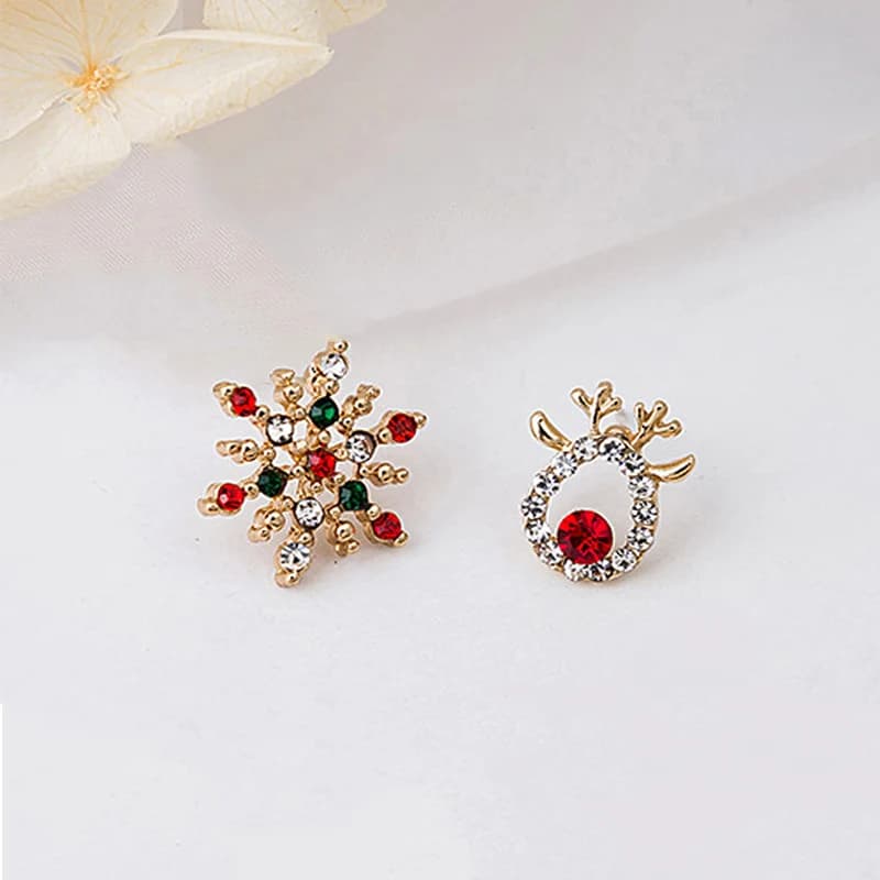 Unique Christmas Elk Snowflake Earring For Women Cute Pearl Rhinestone Christmas Earrings Festival New Year Jewelry Gifts