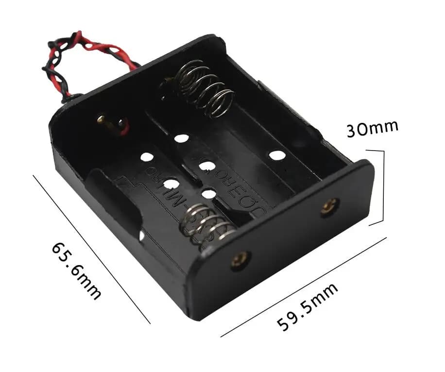 Contenitore Portabatterie in Plastica Formato C, 2 Slot per 2 Batterie C, Coperchio con Cavi, Clip 3V, Accessori Fai-da-te