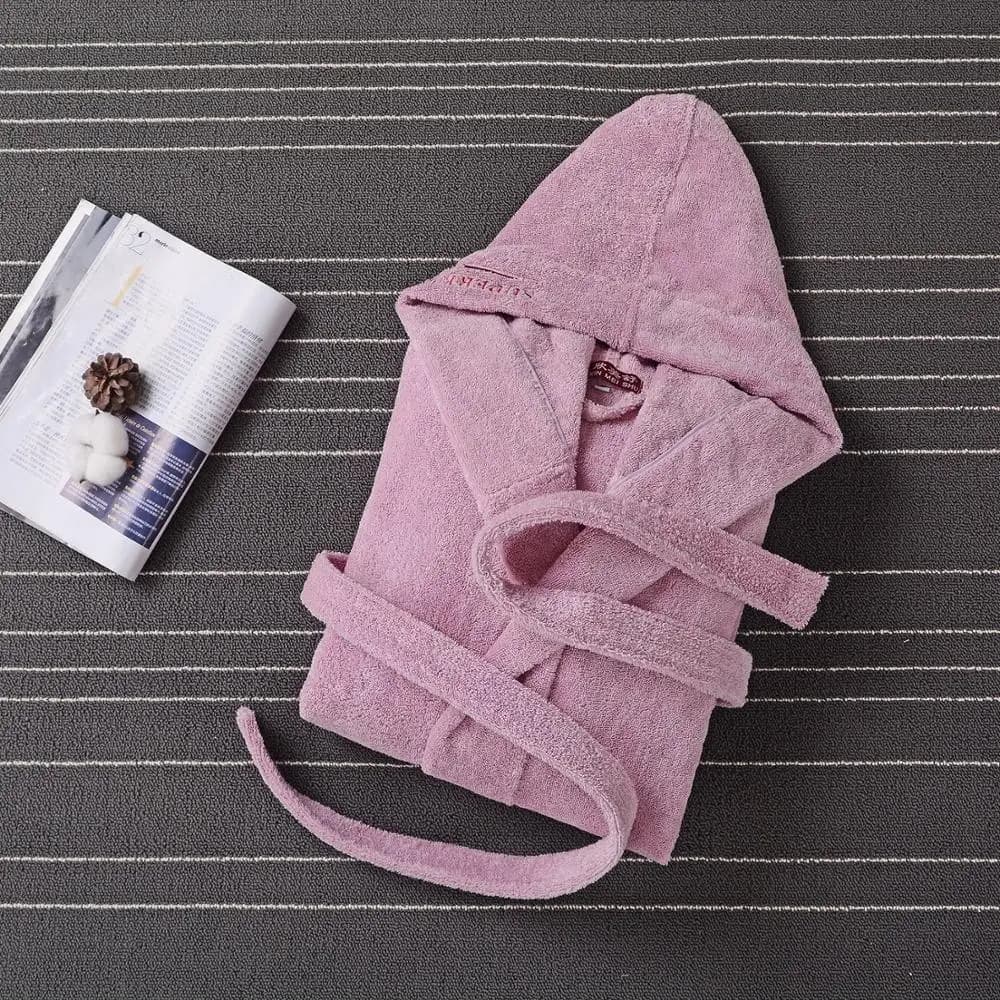 Women's Winter Bathrobe 100% Cotton Thick Warm Dress Men's Dress Hotel Towel Hooded Fleece String Bathrobes Women's Dress