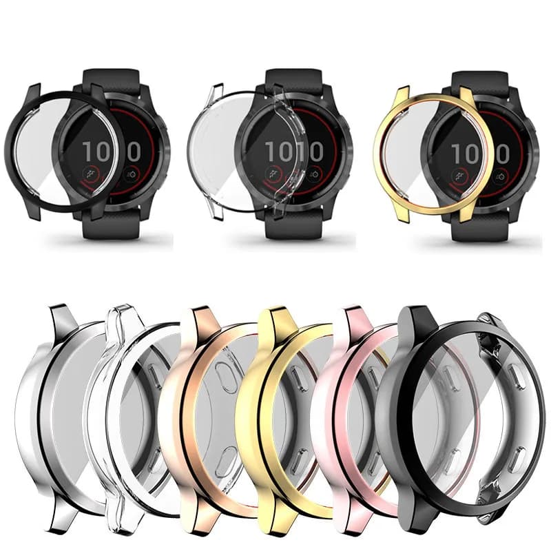 Custodia protettiva in vetro per schermo morbido TPU Telaio a conchiglia per Garmin Vivoactive 4/4S Venu 2/2S 40mm 45mm Paraurti Vivoactive4 Venu2 Cover
