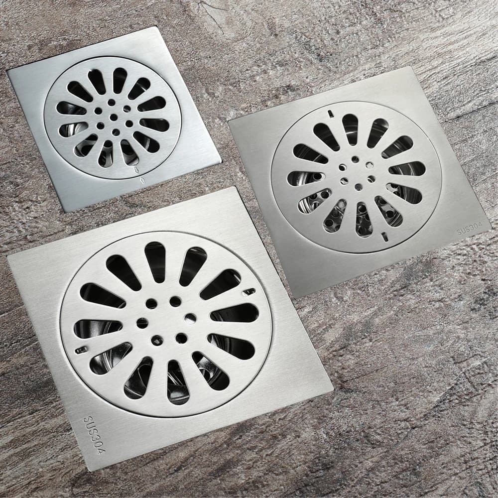 Scarico a pavimento per bagno quadrato 10cm 12cm 15cm wc in acciaio inossidabile spazzolato cucina balcone filtro antiodore filtro scarico