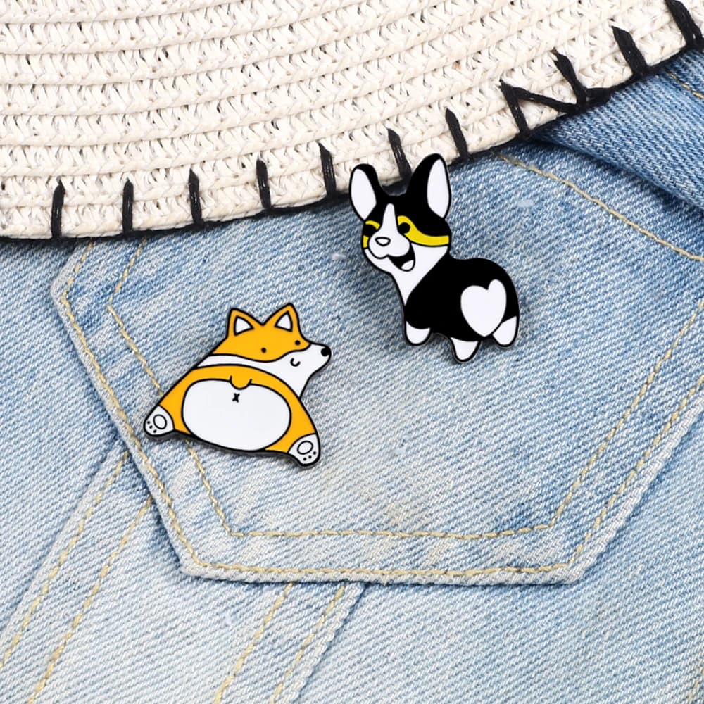 hot Lapel pins Creative Corgi Dog Brooches women Hat Pin Men's Jackets Backpack Badge for dog mom enamel Metal Brooch Jewelry