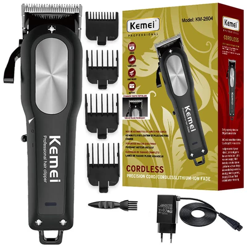 Kemei 2604 tagliacapelli elettrico regolabile tagliacapelli ricaricabile potente barbiere Cordless per uomo macchina per taglio di capelli al litio