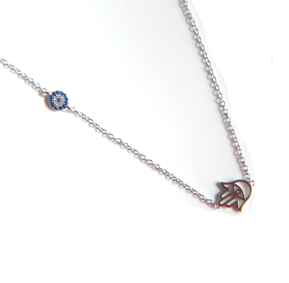 promozione Nuova estate 2025 carino delicato 100% argento sterling 925 mano di hamsa malocchio fascino collana a catena sottile in argento