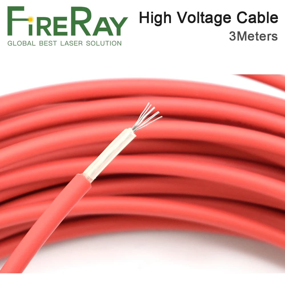 Cavo ad alta tensione da 3 metri 40KV 22AWG, rosso, per alimentazione laser CO2, tubo laser e incisione/taglio