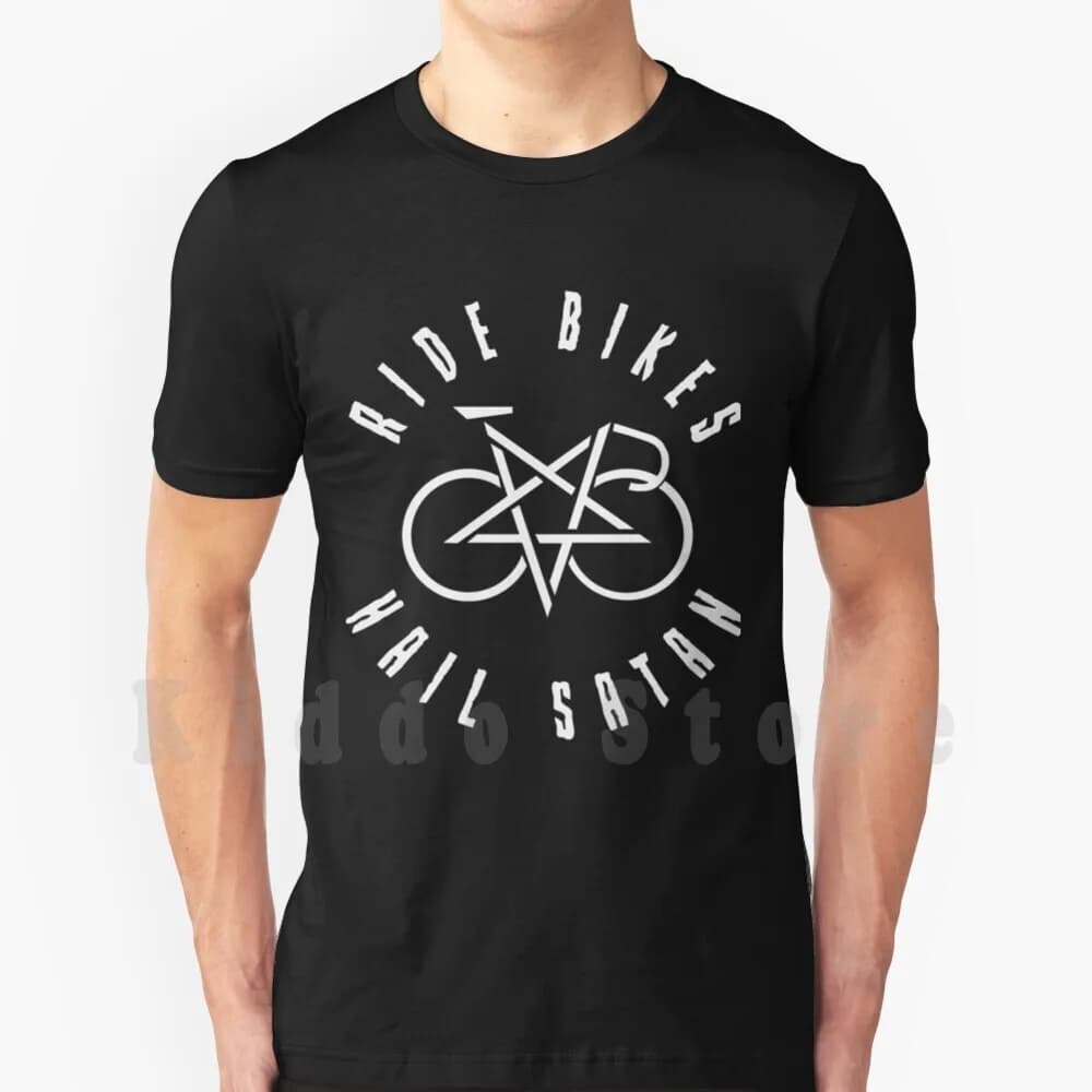 Ride Bikes Hail Satan Occult for Men in Cotton, Sizes S-6XL, for Cycling and Cycling