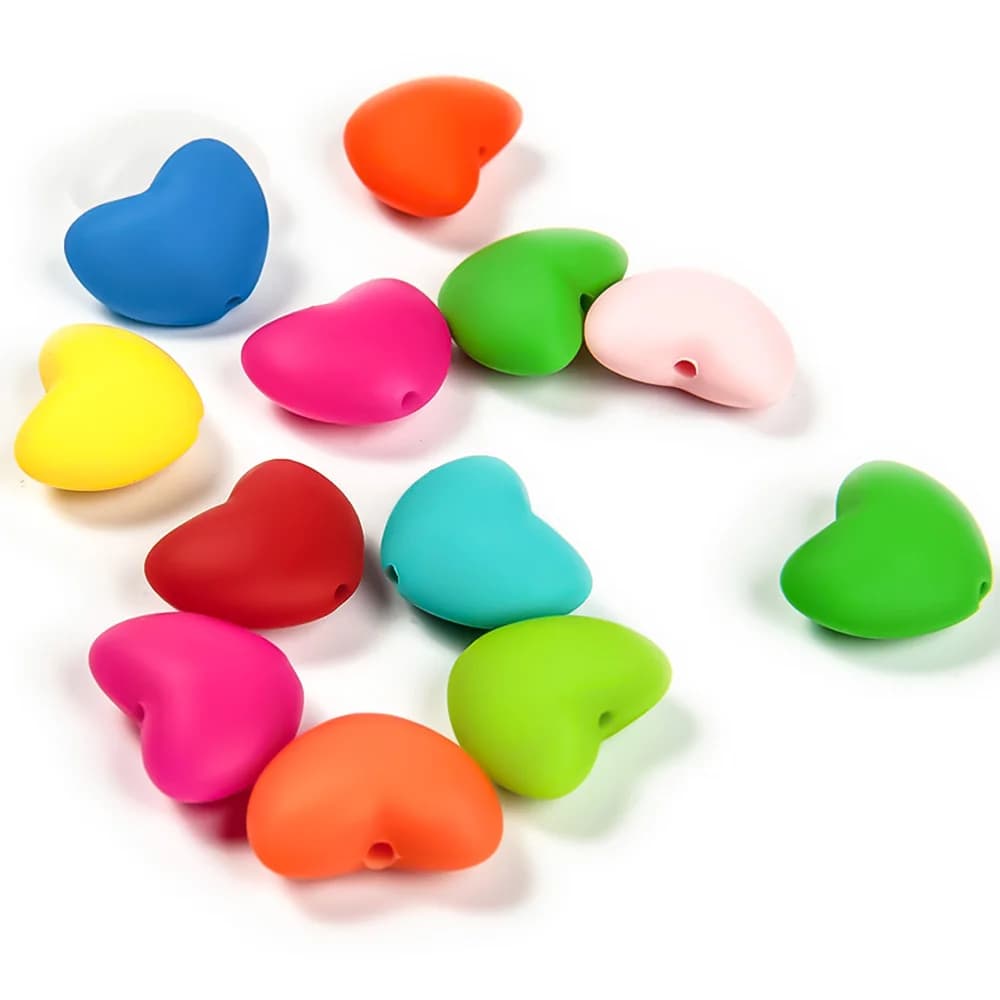 Cute-idea 10 pz Cuore Perline di Silicone Ciuccio Clip BPA Libero FAI DA TE per Il Bambino produrre da masticare Massaggiagengive Food Grade Cura Dei Denti Giocattoli