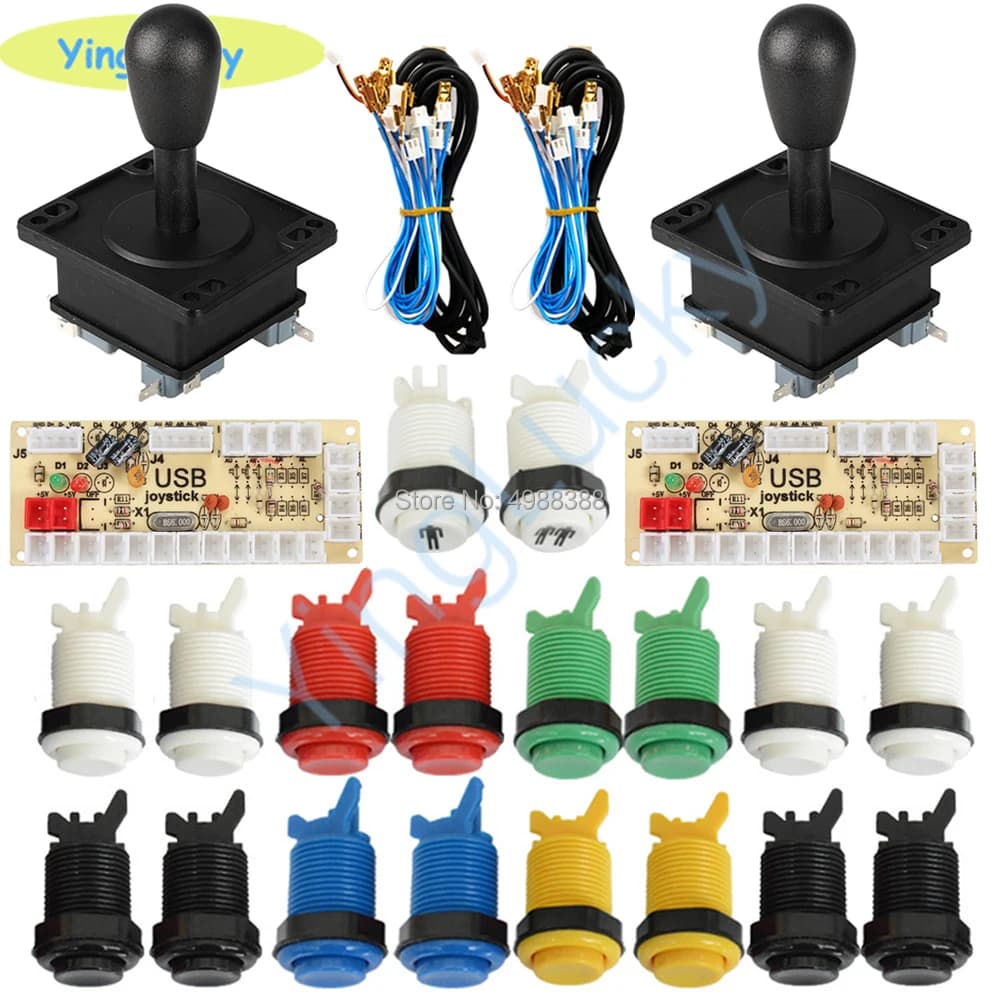 2 giocatori Arcade Kit FAI DA TE Ritardo Zero Encoder USB Stile Americano Joystick 28 millimetri Push Button PC Mame Raspberry pi 1 2 3