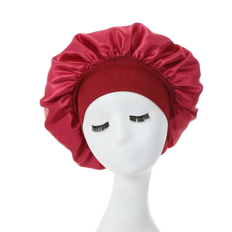 Cofano da donna in raso Spandex con fascia larga elastica Cofano in raso Cheveux Nuit Berretto da notte per dormire in seta per donna