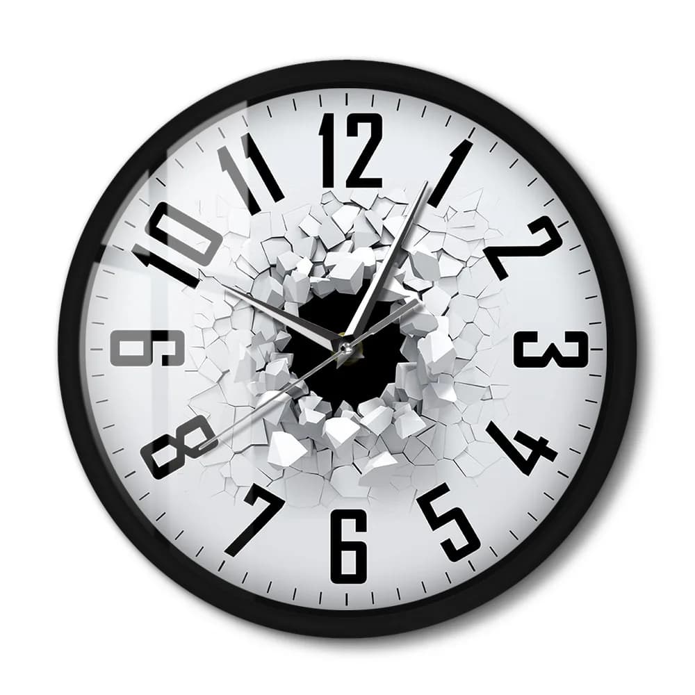 Wall clock with metal structure 3D wall screpolated Decorations for the Illuminated house that lights in the dark with LED lighting Smart wall clock with sound control