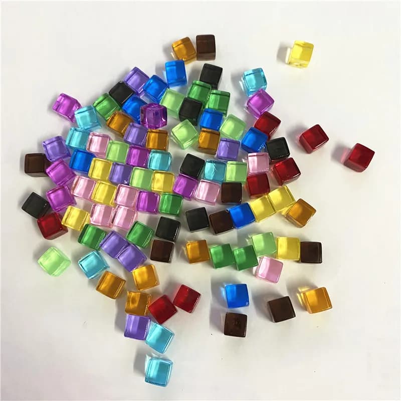 500 Pz/set 8mm Cubo Trasparente Colorato Quadrato Angolo Trasparente Dadi Pezzo degli Scacchi Ad Angolo Retto Per Gioco Da Tavolo