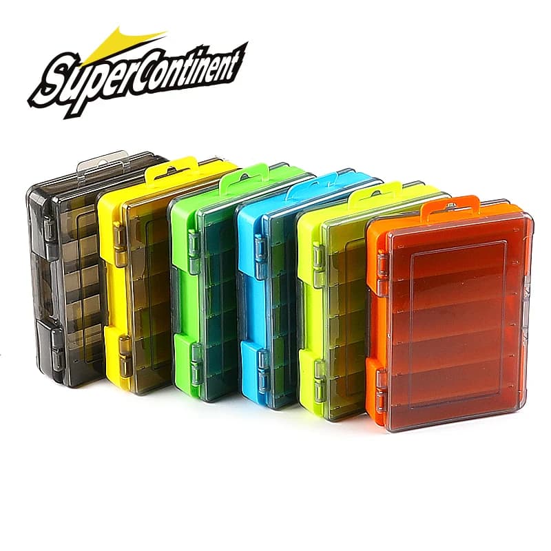 Supercontinent Double Face Fishing Equipment Box 12 compartments Arrangement Box Fishing Accessories Plastic Storage C