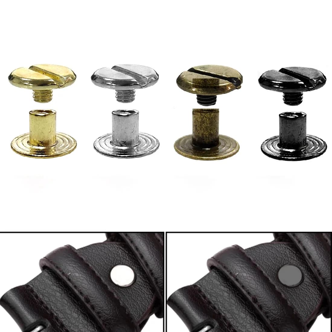 10 Pz Artigianale In Pelle Chicago Viti Solido Testa Rotonda Chiodo Borchie Rivetti Bullone Per Bagagli Vestiti Borsa Cinghia Scarpe Cintura Decorazioni