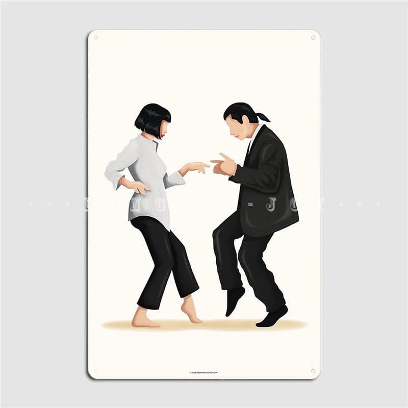 Pulp Fiction Twist Dance Pop Culture Art Poster targa in metallo Cinema Kitchen Bar Cave Funny Wall Decor Tin Sign Poster