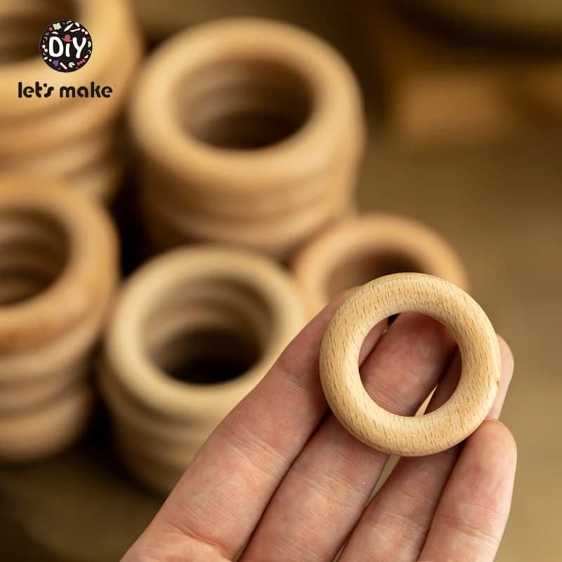 Facciamo anello da dentizione in legno naturale tutte le dimensioni 20 pezzi faggio 40/55/60/65/70/80MM fai da te giocattoli in legno per bambini accessori fatti a mano artigianato